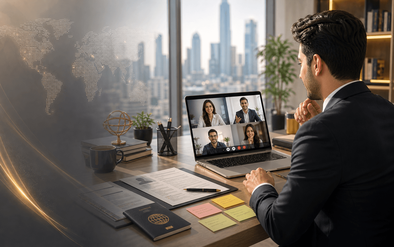 Candidate preparing for an international video interview